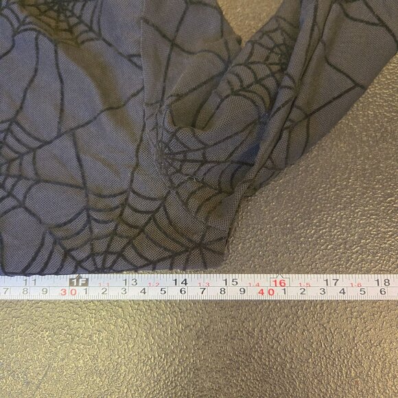 Black Spiderweb Mesh Mock Neck Long Sleeve Top Sheer Goth Halloween Costume XS - Picture 6 of 7